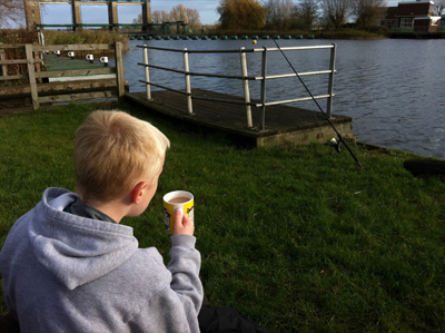 Adam waiting for a run on the famous sluice