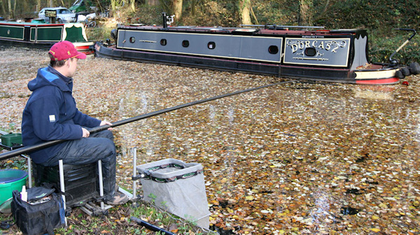 Some huge banks of fallen leaves had been blown into the canal 